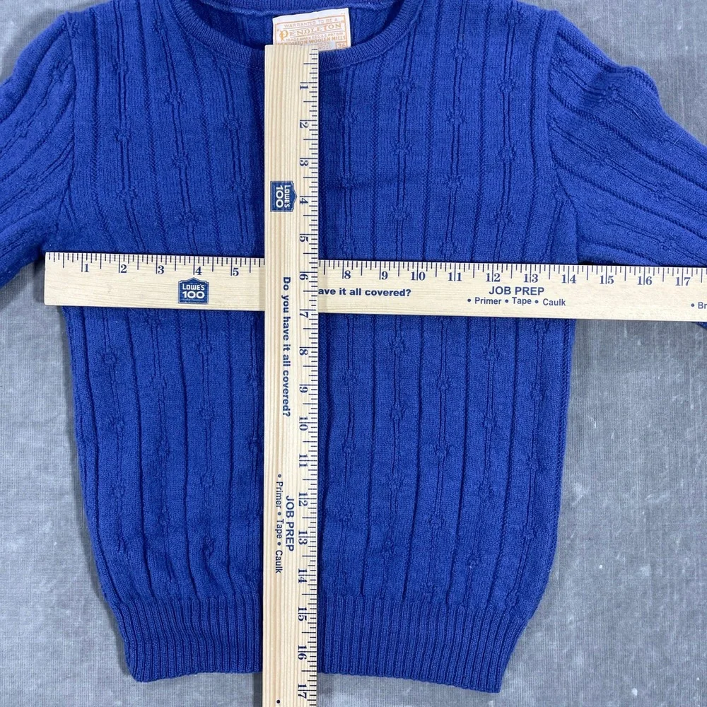 Pendleton Kids Size 36 Blue 100%‎ Virgin Wool Cable Knit Pullover Sweater